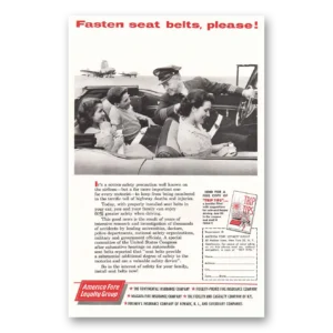 1958 America Fore Insurance Print Ad | Fasten Seat Belts