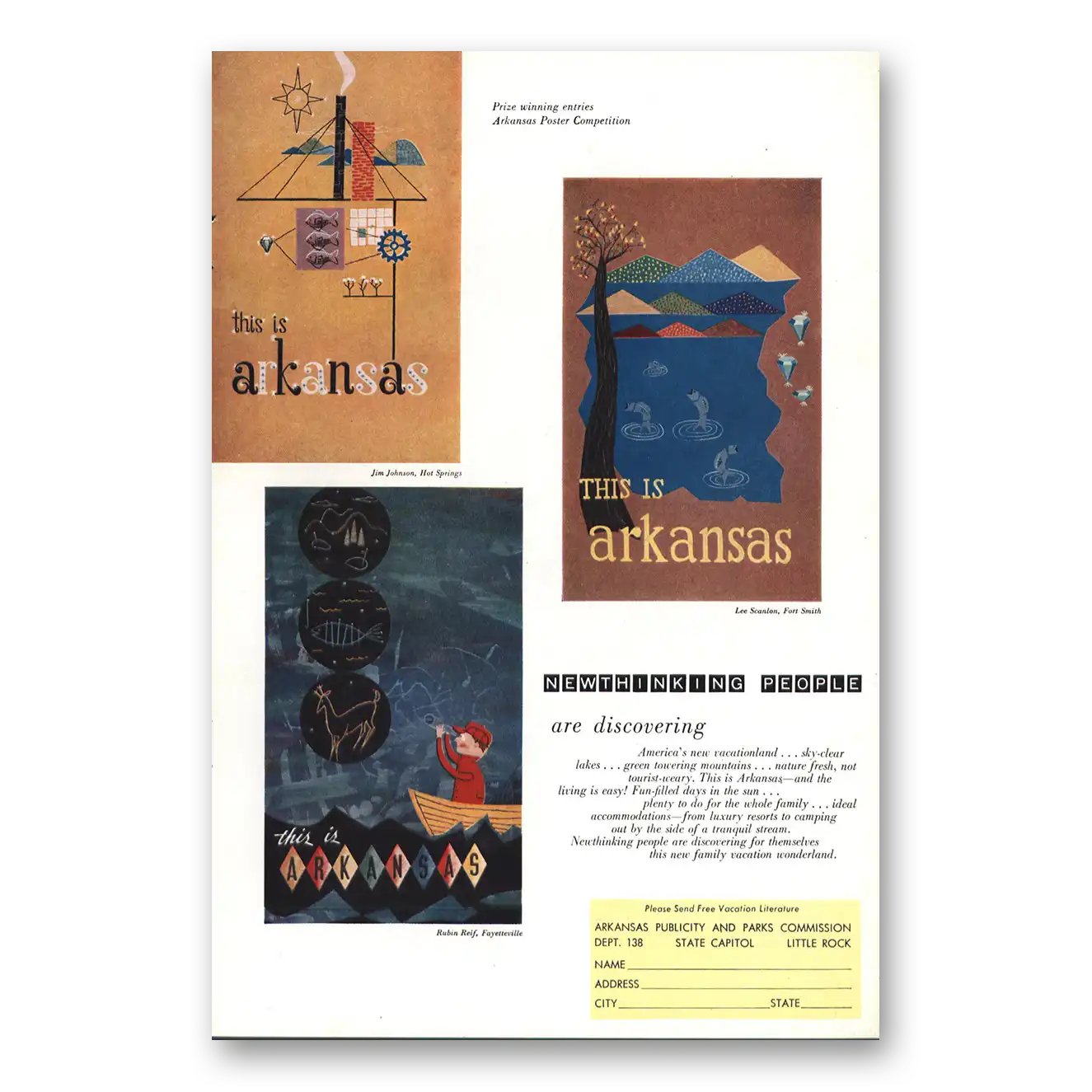 1958 Arkansas Print Ad | New Thinking People