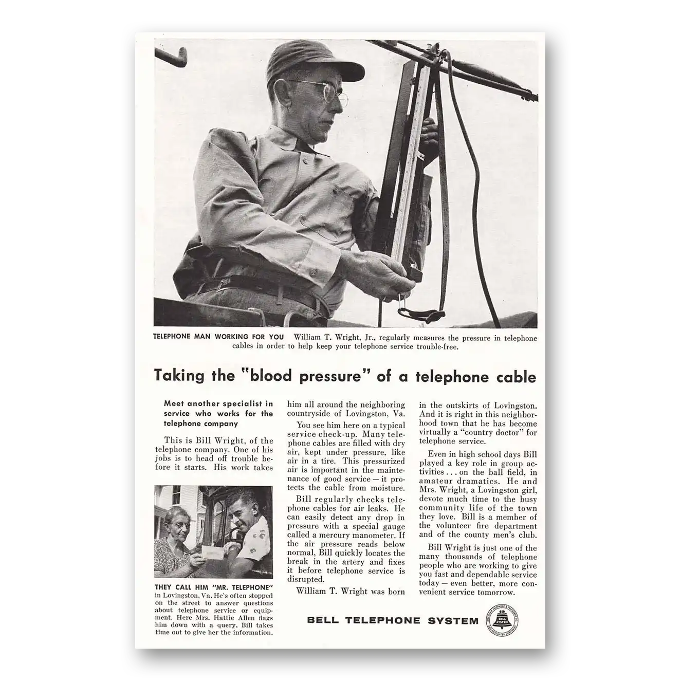 1958 Bell Telephone Print Ad | Blood Pressure