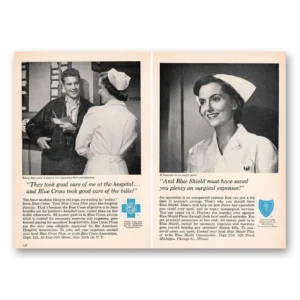 1958 Blue Cross Insurance Print Ad | Good Care Me