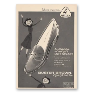 1958 Buster Brown Print Ad | Girl Scout Shoes