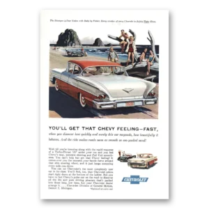 1958 Chevrolet Biscayne Print Ad | Chevy Feeling Fast