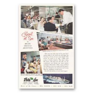 1958 Delta Line Print Ad | Shipboard Dining