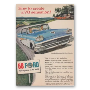 1958 Ford Print Ad | V8 Sensation