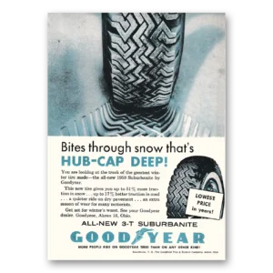 1958 Goodyear Tires Print Ad | Bites Through Snow