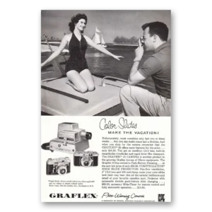 1958 Graflex Cameras Print Ad | Bathing Suit