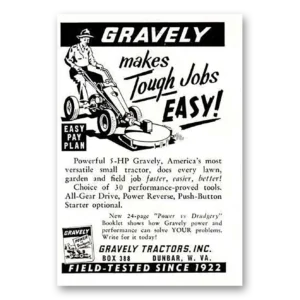 1958 Gravely Mowers Print Ad | Tough Jobs Easy