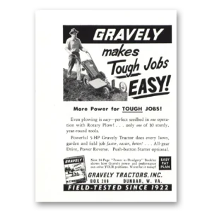 1958 Gravely Mowers Print Ad | Tough Jobs Easy