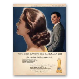 1958 Halo Shampoo Print Ad | John Saxon
