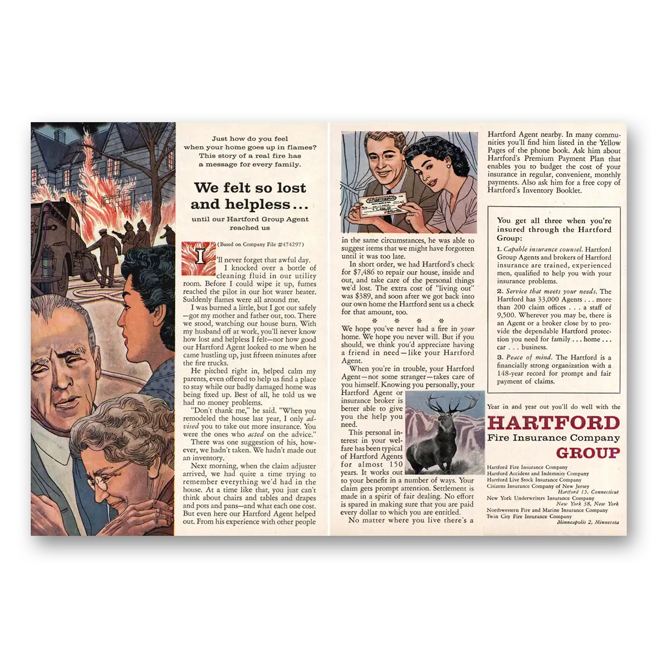 1958 Hartford Insurance Print Ad | Helpless