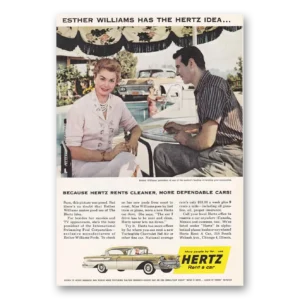 1958 Hertz Rent a Car Print Ad | Esther Williams