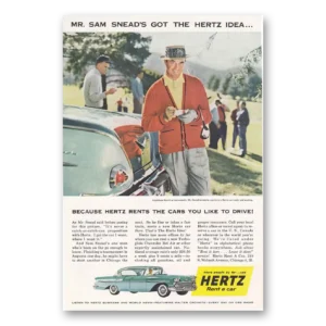 1958 Hertz Rent a Car Print Ad | Sam Snead