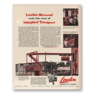 1958 Louden Monorail & Cranes Print Ad | Interplant