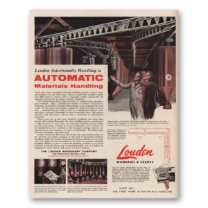 1958 Louden Monorail & Cranes Print Ad | Selectomatic