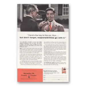 1958 Metropolitan Life Insurance Print Ad | Key To Car