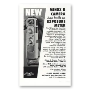 1958 Minox Camera Print Ad | Exposure Meter