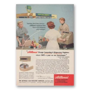 1958 National Cash Register Print Ad | Food Fair Markets