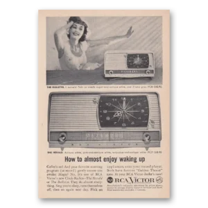 1958 RCA Victor Clock Radio Print Ad | Waking Up
