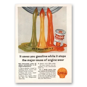 1958 Shell Motor Oil Print Ad | X100 Oil