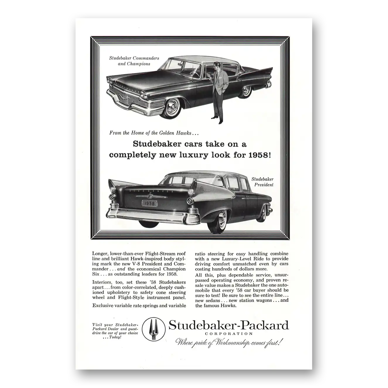 1958 Studebaker Golden Hawk Print Ad | Commanders