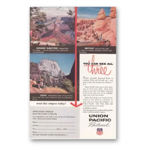 1958 Union Pacific Railroad Print Ad | Zion