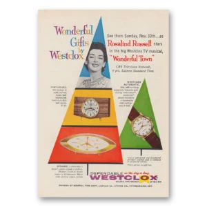 1958 Westclox Watches Print Ad | Rosalind Russell