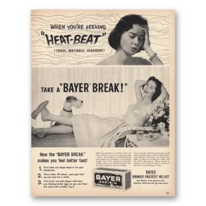1959 Bayer Aspirin Print Ad | Heat Beat