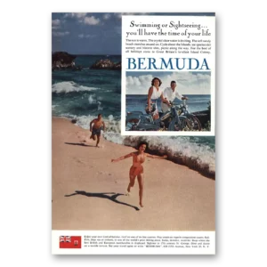 1959 Bermuda Print Ad | Swimming Or Sightseeing