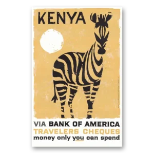 1959 Bank of America Travelers Cheques Print Ad | Kenya