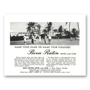 1959 Boca Raton Hotel and Club Print Ad | Name Your Game