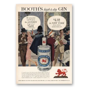 1959 Booths Gin Print Ad | Shillings Pence