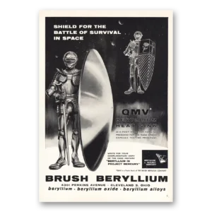 1959 Brush Beryllium Print Ad | Survival In Space