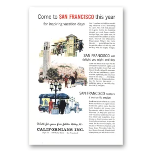 1959 San Francisco California Print Ad | Inspiring Vacation