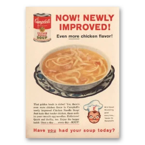 1959 Campbells Chicken Noodle Soup Print Ad | Newly Improved