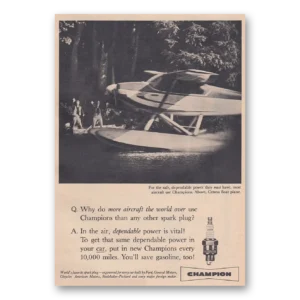 1959 Champion Spark Plugs Print Ad | Sea Plane