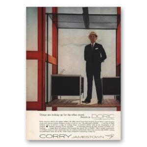 1959 Corry Jamestown Print Ad | Office Crowd
