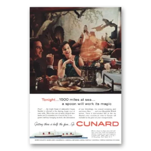 1959 Cunard Print Ad | Spoon Will Work Its Magic