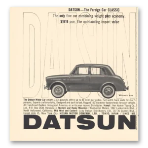 1959 Datsun Print Ad | Foreign Car