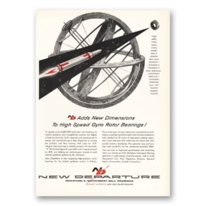 1959 New Departure Print Ad | Gyro Rotor Bearings