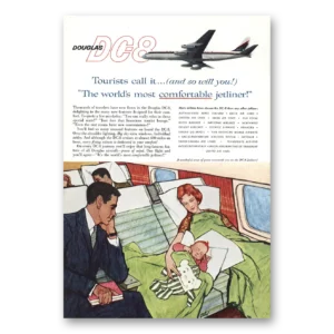 1959 Douglas DC8 Print Ad | Most Comfortable