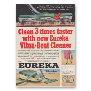 1959 Eureka Vacuum Cleaner Print Ad | Vibra Beat Cleaner