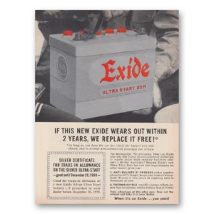 1959 Exide Battery Print Ad | Wears Out