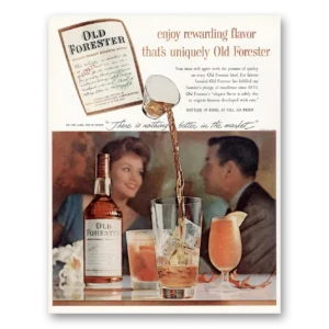 1959 Old Forester Whisky Print Ad | Rewarding Flavor