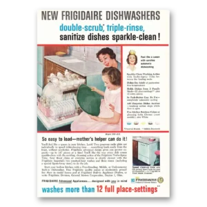 1959 Frigidaire Dishwasher Print Ad | Double Scrub