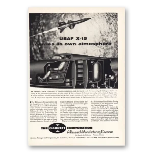 1959 Garrett AiResearch Print Ad | Usaf X15 Own Atmosphere