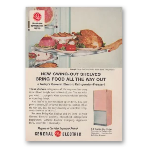 1959 General Electric Refrigerator Print Ad | Swing Out Shelves