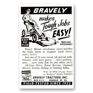 1959 Gravely Mowers Print Ad | Tough Jobs