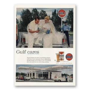 1959 Gulf Oil Print Ad | Finest Service Gulf Station