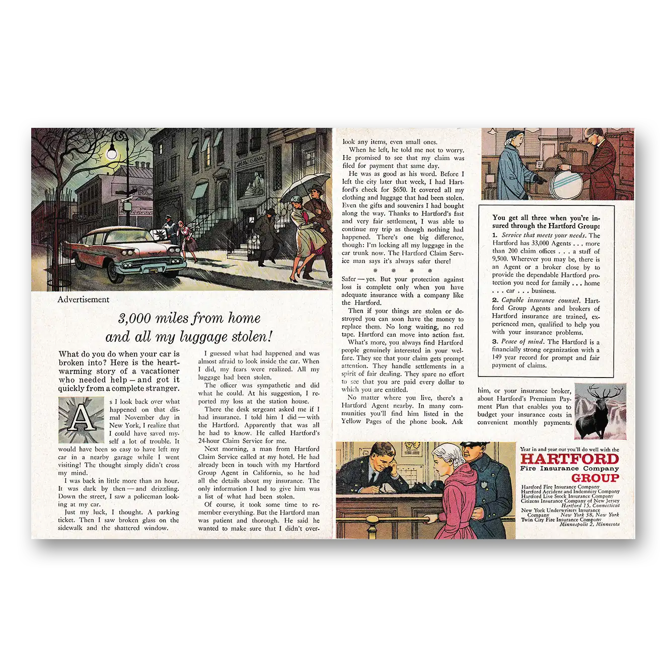 1959 Hartford Insurance Print Ad | Miles From Home