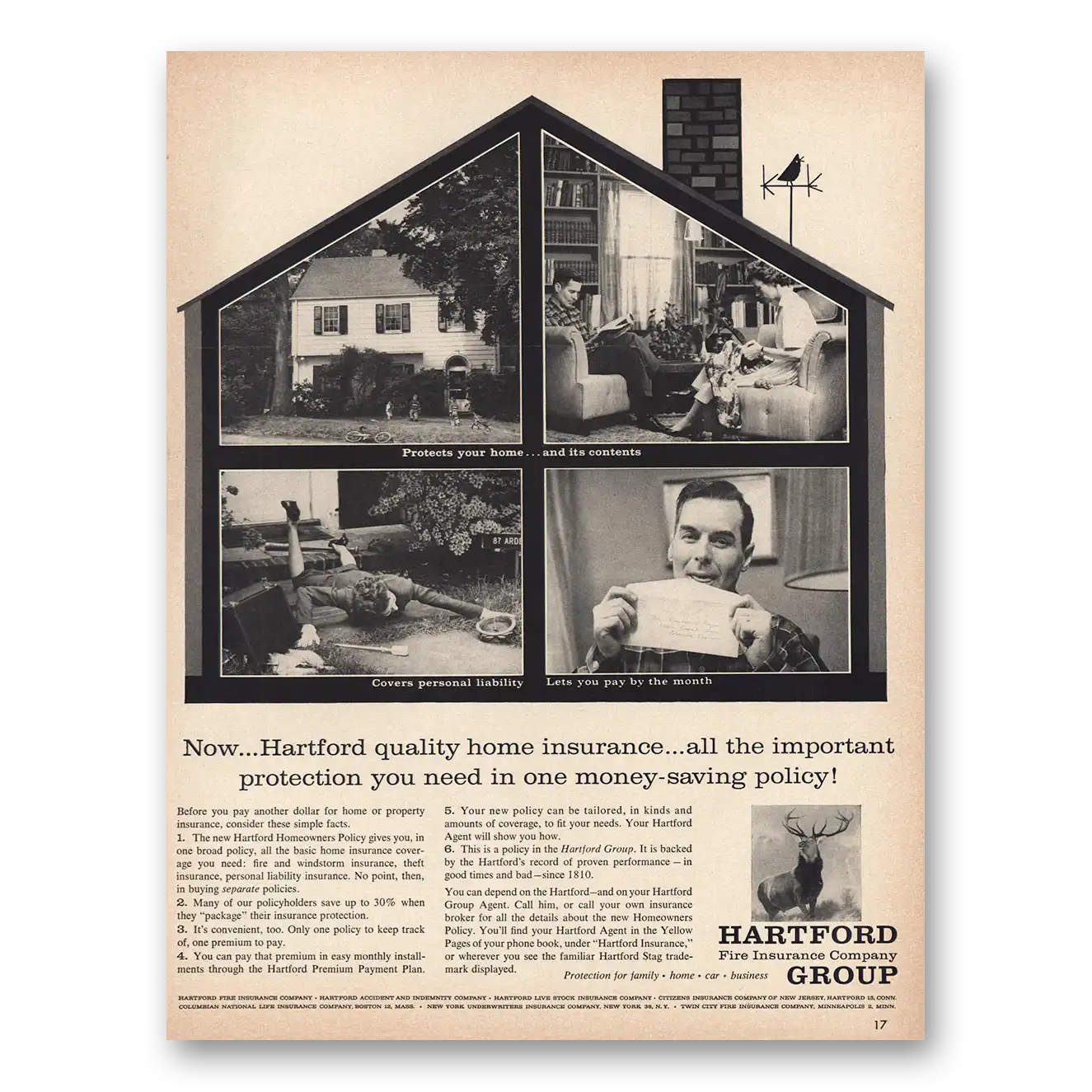 1959 Hartford Insurance Print Ad | Quality Home Insurance